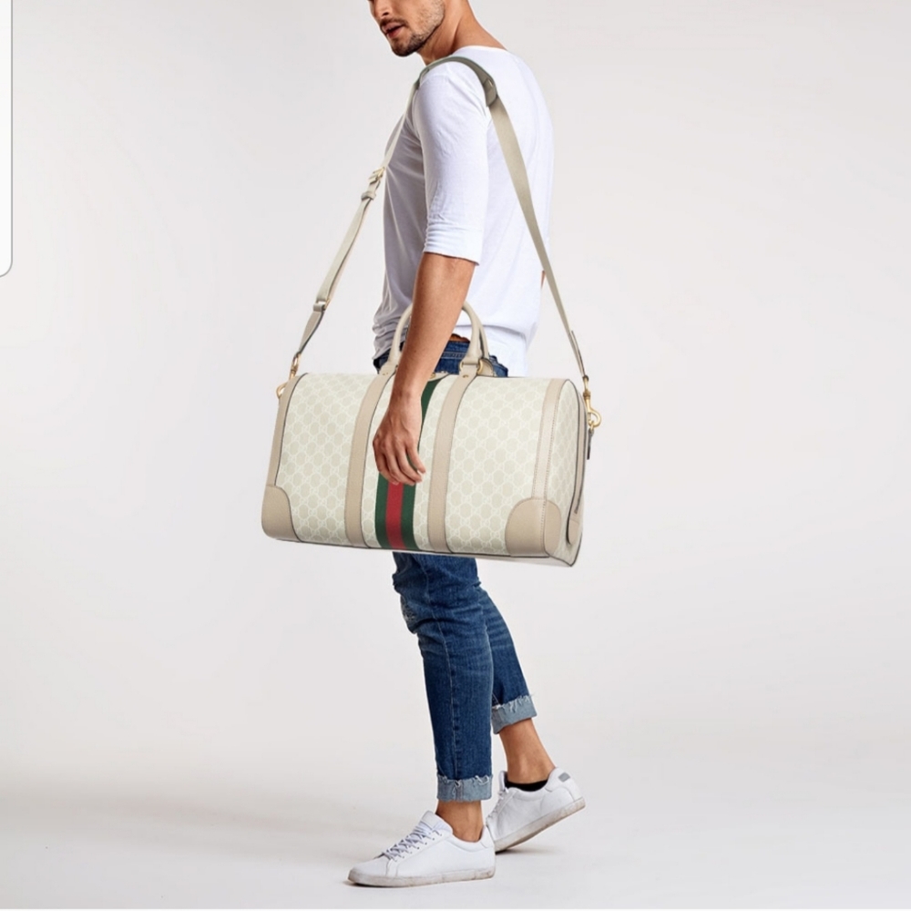 Amazing Gucci GG Supreme  Rare Monogram Web Small Savoy Duffle Weekender bag - Picture 5 of 16